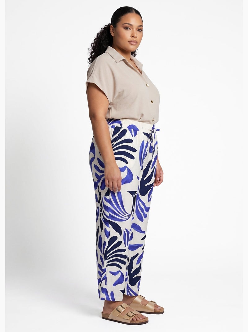 Pantalon large imprimé abstrait - AFIBEL Bleu - Kiabi