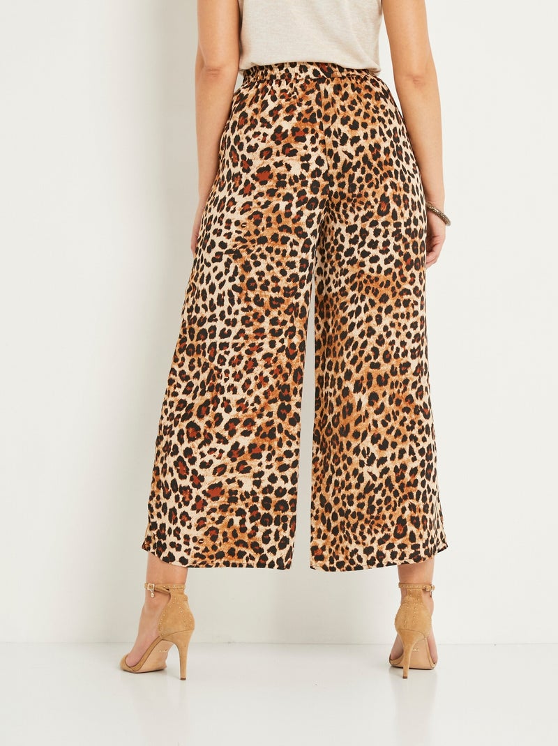 Pantalon large imprimé animalier Marron - Kiabi