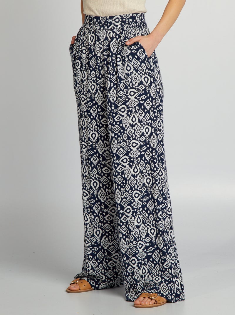 Pantalon large imprimé Bleu marine - Kiabi