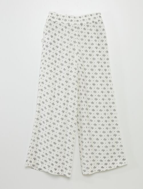 Pantalon large imprimé en maille crêpe - Kiabi