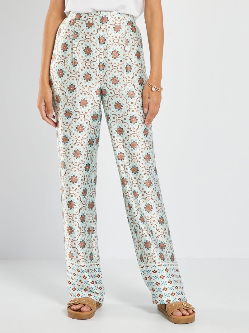 Pantalon large imprimé esprit mandala Vert menthe - Kiabi