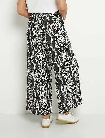 Pantalon large imprimé feuillage