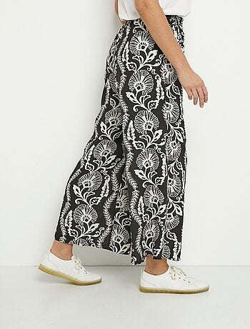 Pantalon large imprimé feuillage