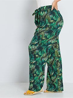 Pantalon large imprimé feuillage - Kiabi