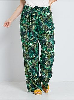 Pantalon large imprimé feuillage - Kiabi