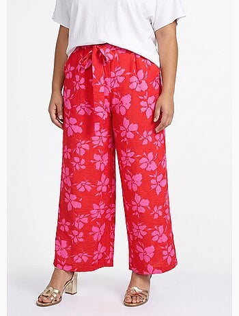 Pantalon large imprimé fleuri contrasté - afibel