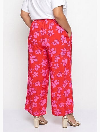 Pantalon large imprimé fleuri contrasté - afibel