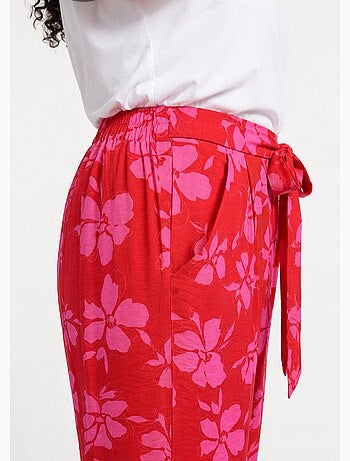 Pantalon large imprimé fleuri contrasté - afibel