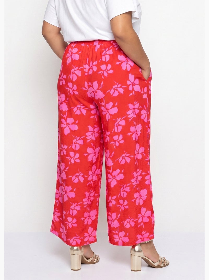 Pantalon large imprimé fleuri contrasté - afibel Rouge - Kiabi