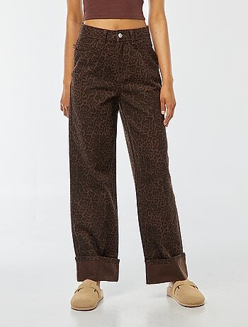Pantalon large imprimé léopard