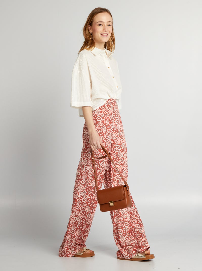 Pantalon large imprimé MARRON - Kiabi