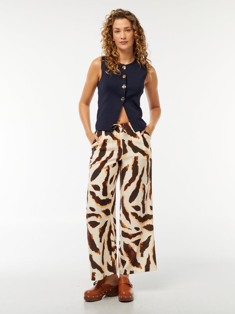 Pantalon large imprimé tachiste Beige - Kiabi