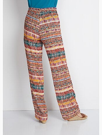 Pantalon large imprimé taille élastiquée - Afibel