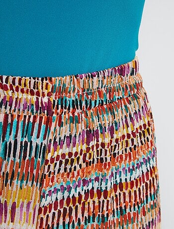 Pantalon large imprimé taille élastiquée