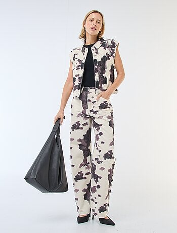 Pantalon large imprimé vache femme