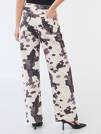 Pantalon large imprimé vache femme