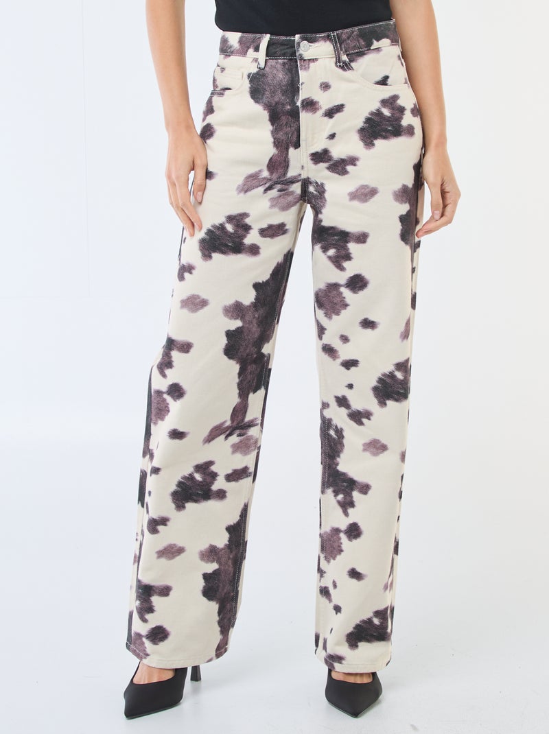 Pantalon large imprimé vache femme Marron - Kiabi