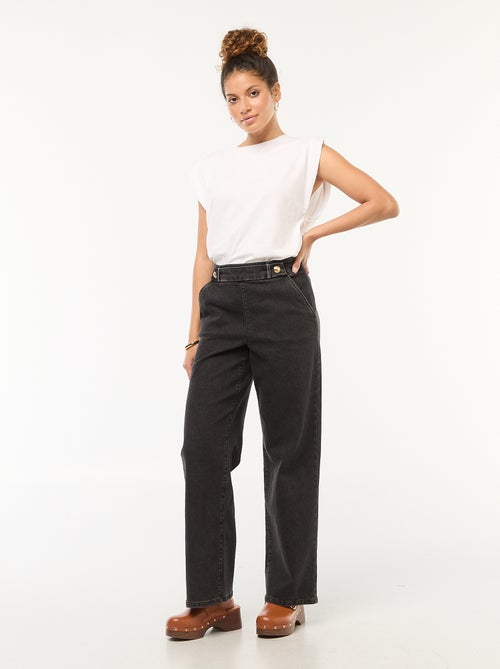 Pantalon large 'JDY' avec boutons décoratifs à la taille - Kiabi
