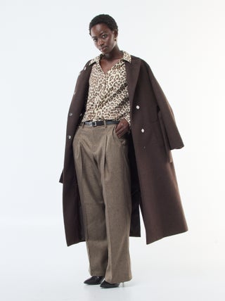 Pantalon large 'JDY' en flanelle avec ceinture