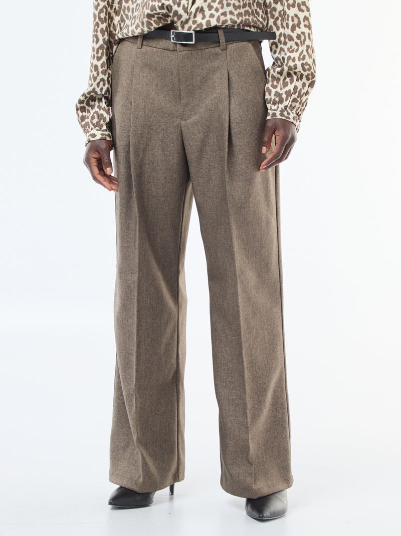 Pantalon large 'JDY' en flanelle avec ceinture Marron - Kiabi