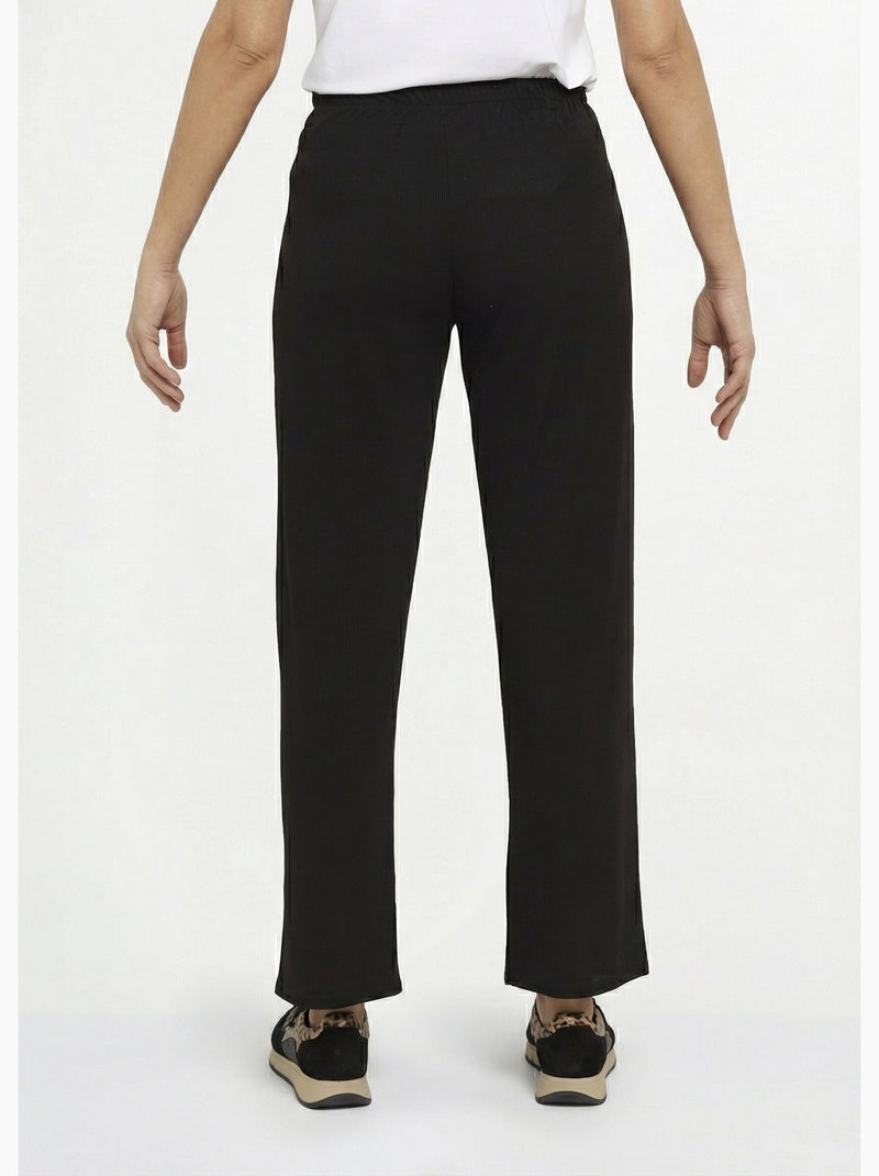 Pantalon large jersey cotelé, Essentiel - Afibel Noir - Kiabi