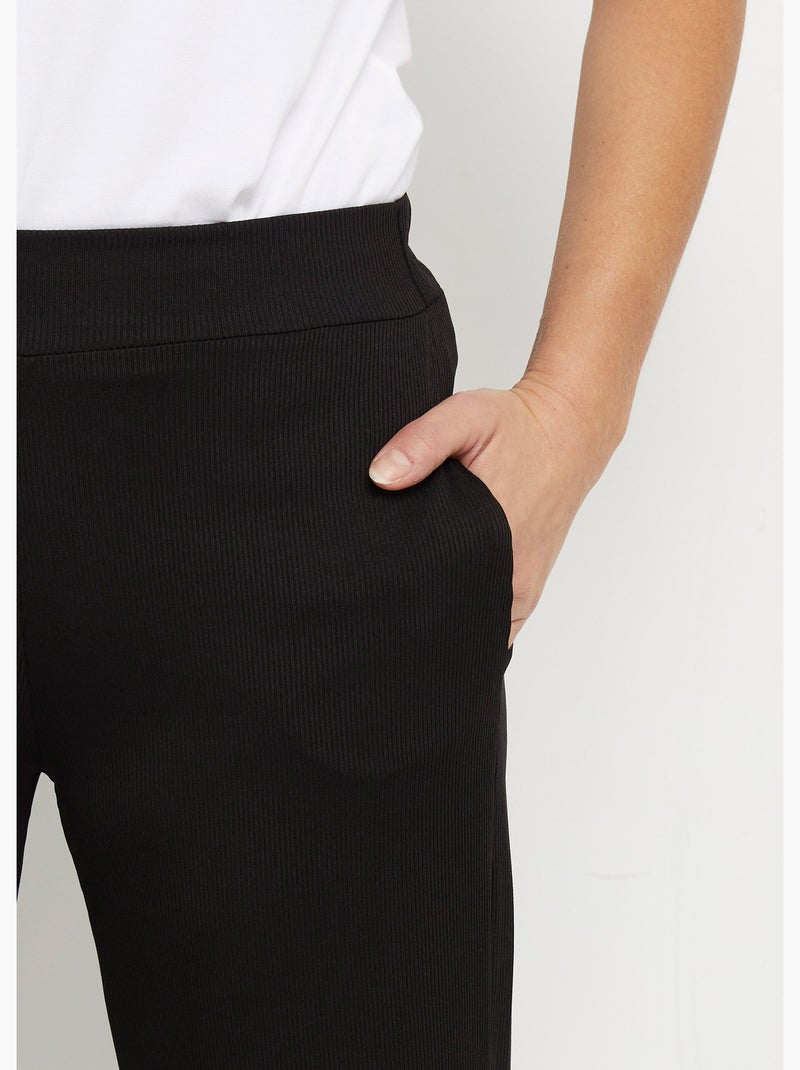 Pantalon large jersey cotelé, Essentiel - Afibel Noir - Kiabi