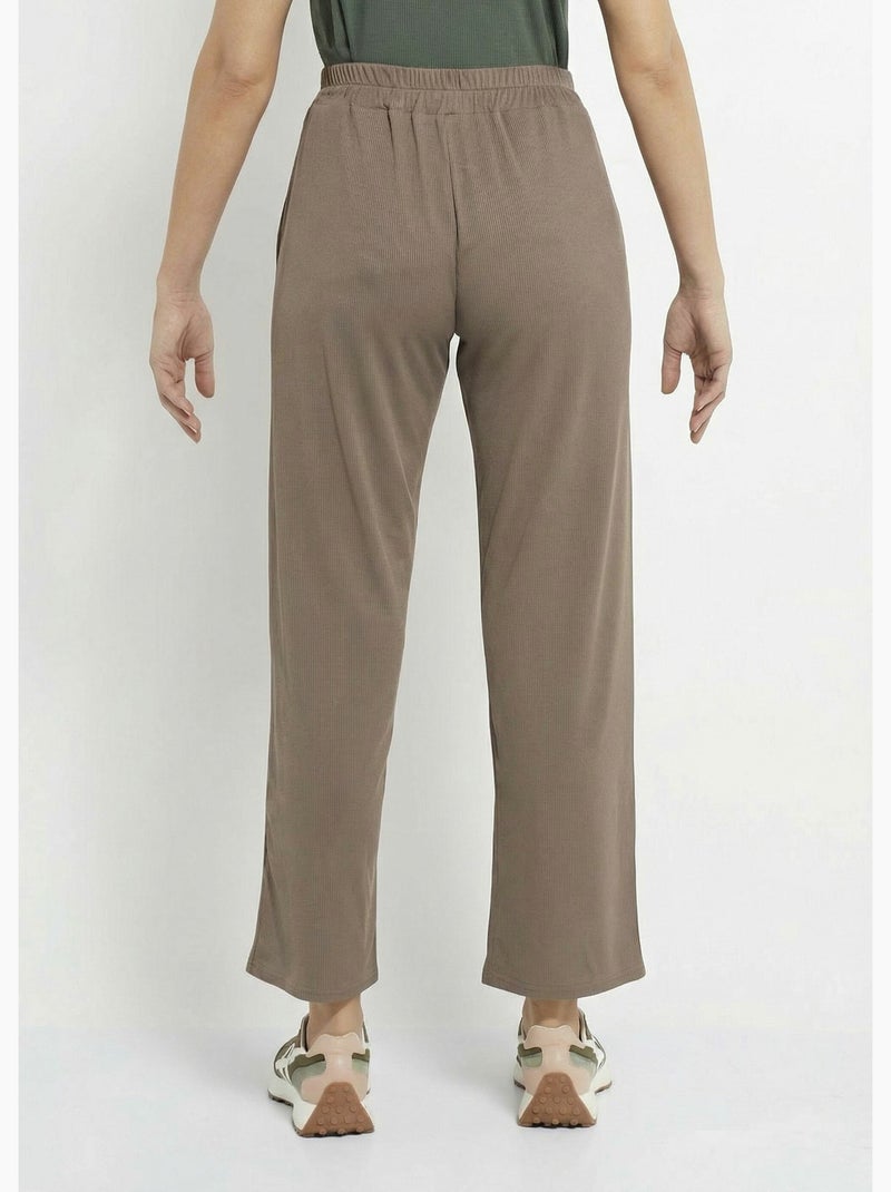 Pantalon large jersey cotelé, Essentiel - Afibel Taupe - Kiabi