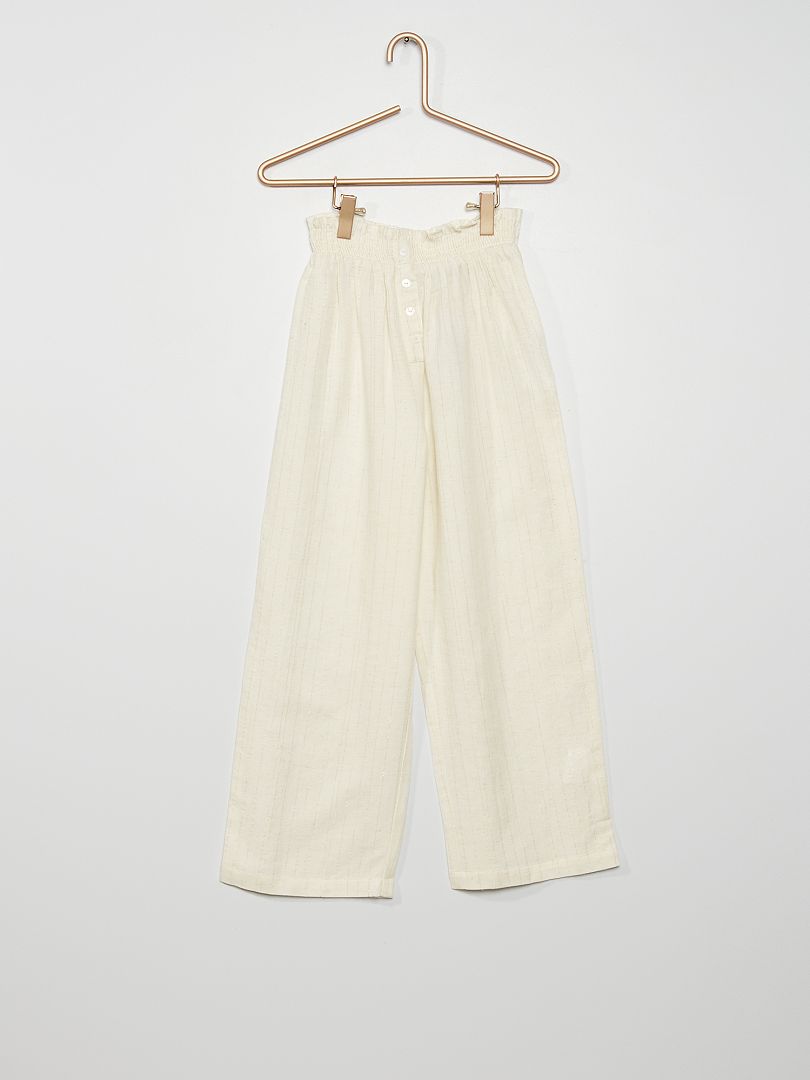 Pantalon large léger blanc - Kiabi