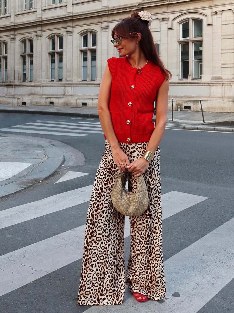 Pantalon large léopard Léopard - Kiabi