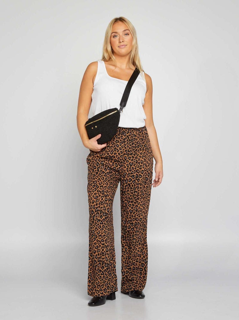 Pantalon large 'léopard' 'Only Carmakoma' Marron - Kiabi