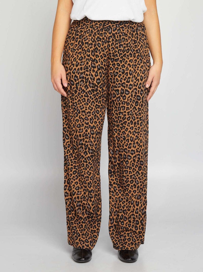 Pantalon large 'léopard' 'Only Carmakoma' Marron - Kiabi