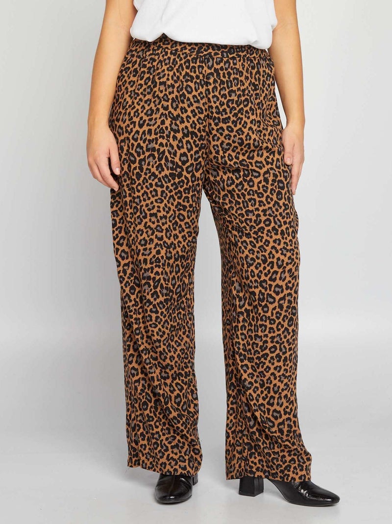Pantalon large 'léopard' 'Only Carmakoma' Marron - Kiabi