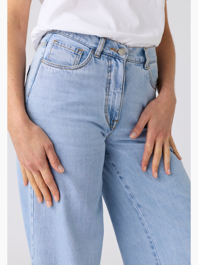 Pantalon large Lyocell Tencel(TM) et coton - Damart Bleu clair - Kiabi