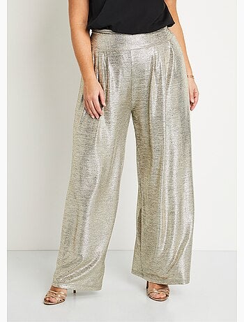 Pantalon large maille brillante taille élastiquée - AFIBEL