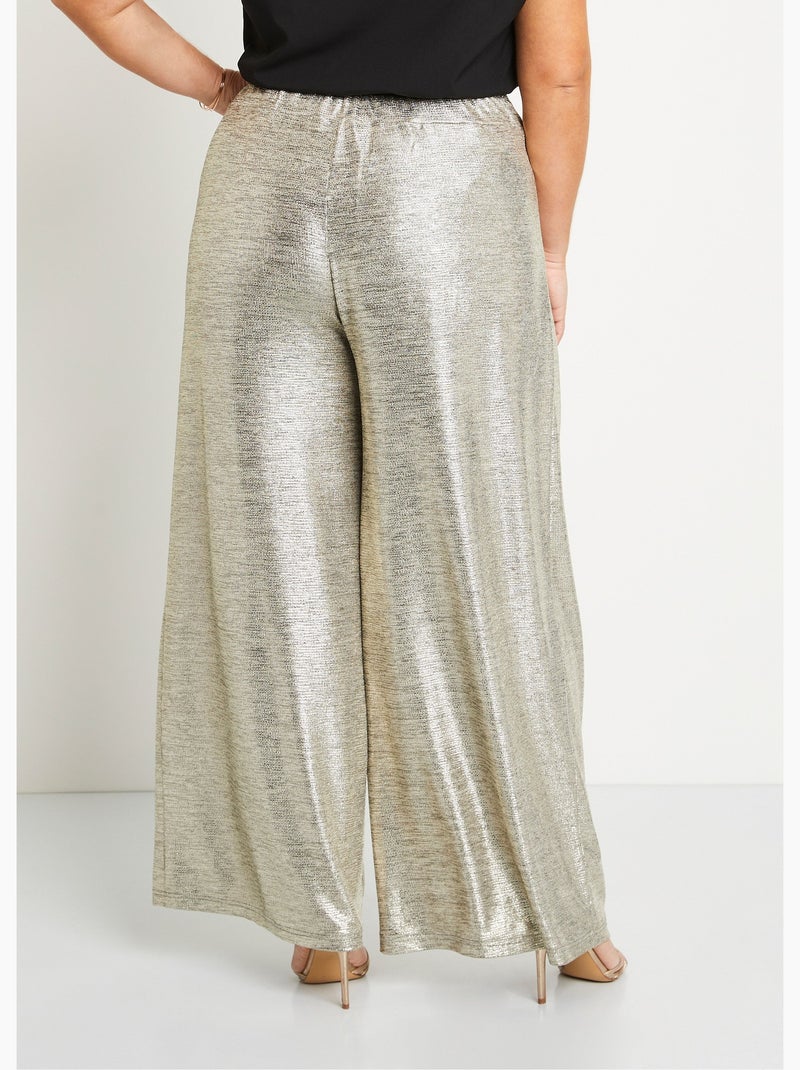 Pantalon large maille brillante taille élastiquée - AFIBEL Doré - Kiabi