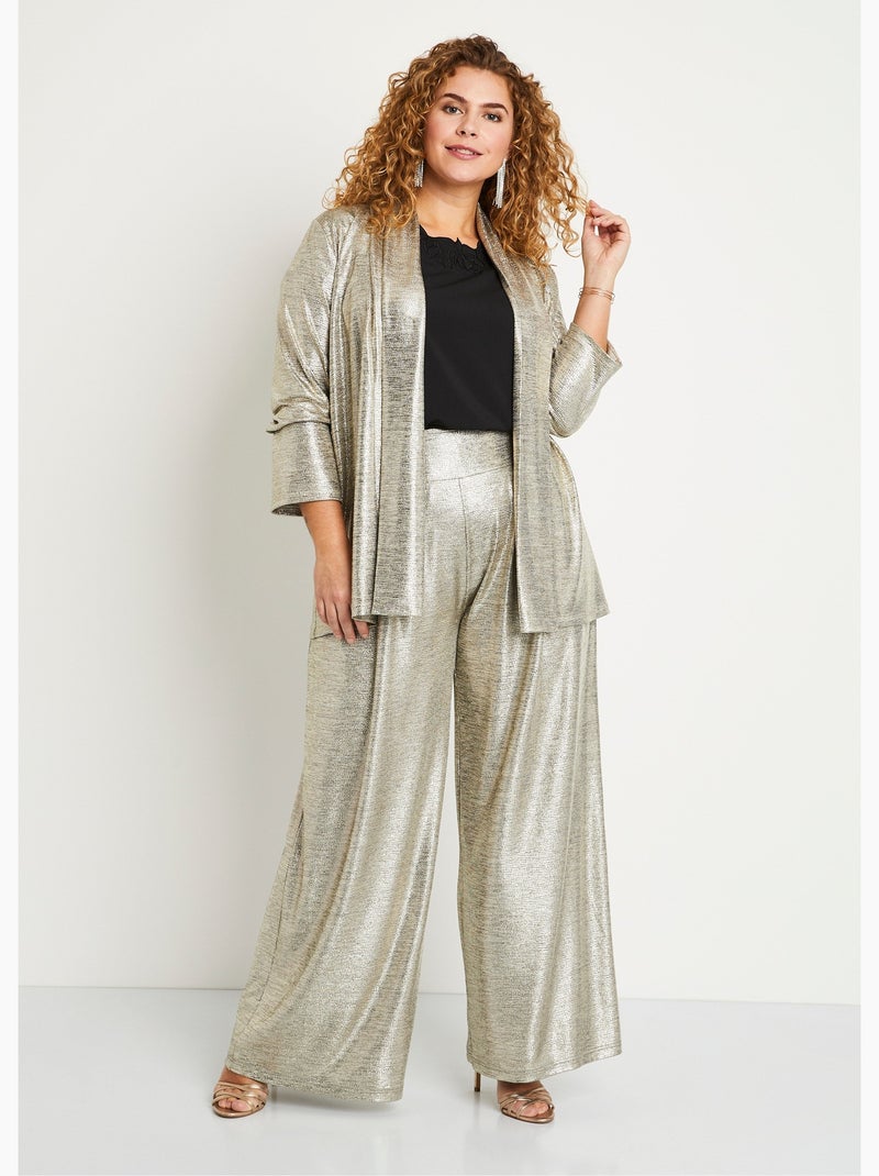 Pantalon large maille brillante taille élastiquée - AFIBEL Doré - Kiabi