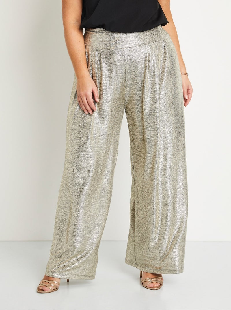 Pantalon large maille brillante taille élastiquée Doré/or - Kiabi