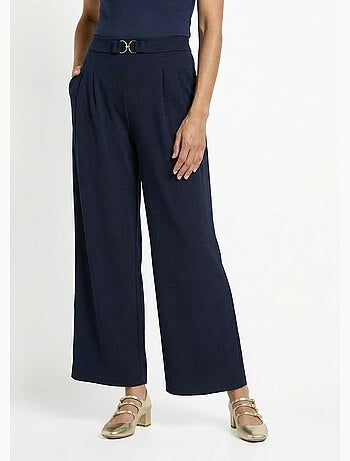 Pantalon large maille détail chic métal - Afibel