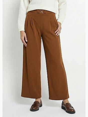 Pantalon large maille détail chic métal - Afibel