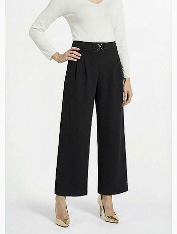 Pantalon large maille détail chic métal - Afibel