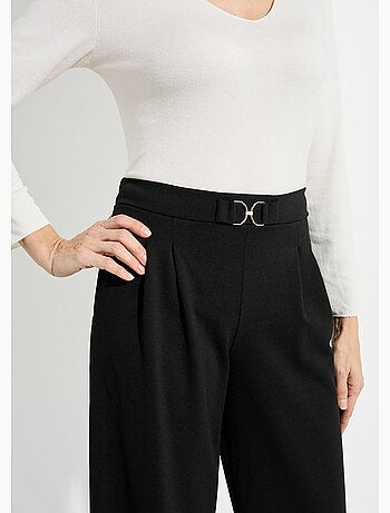 Pantalon large maille détail chic métal - Afibel