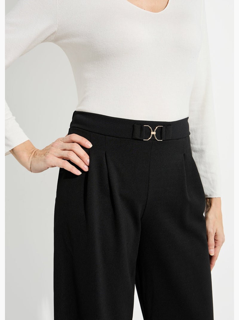 Pantalon large maille détail chic métal - Afibel Noir - Kiabi