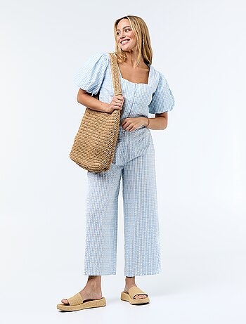 Pantalon large maille gaufrée