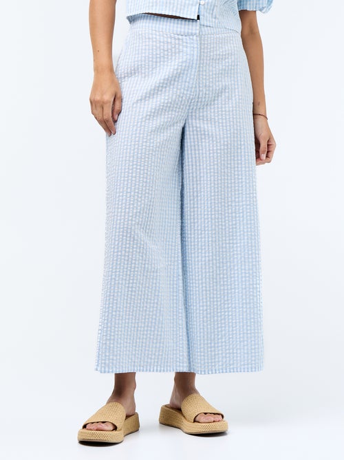 Pantalon large maille gaufrée - Kiabi
