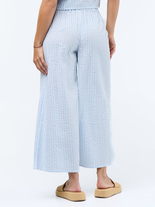 Pantalon large maille gaufrée - Kiabi