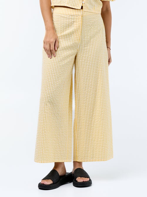 Pantalon large maille gaufrée - Kiabi