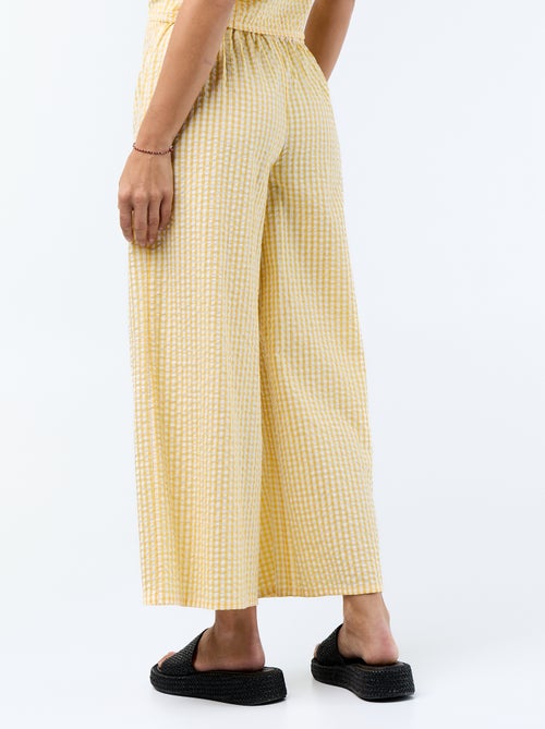 Pantalon large maille gaufrée - Kiabi