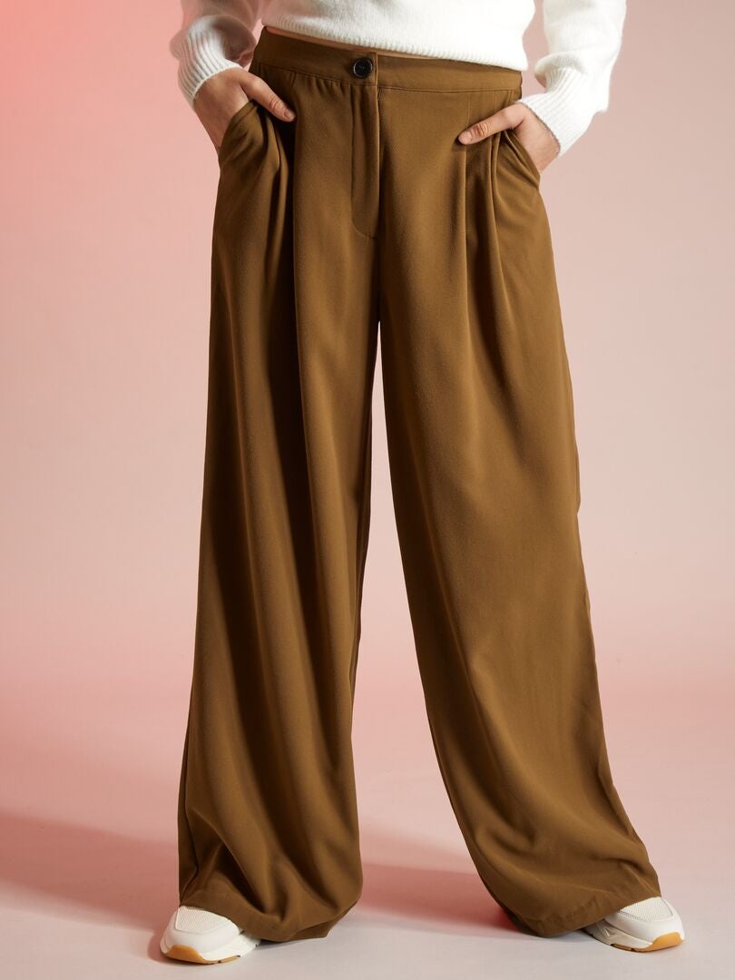 Pantalon large marron, Ycoo, Vêtements Femme
