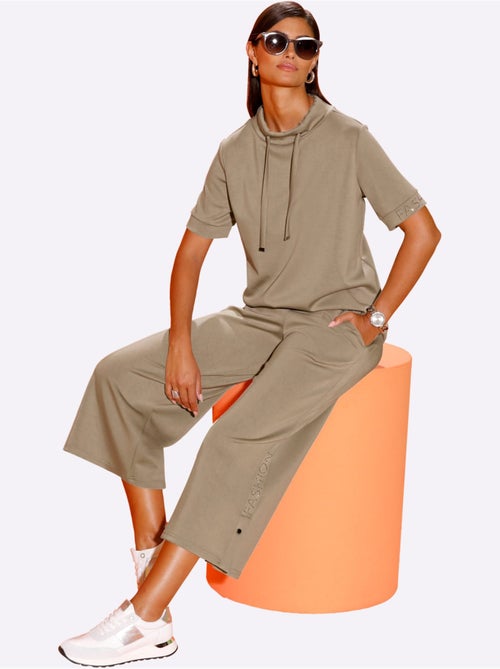 Pantalon Large Mélange De Modal Doux - Taille Standard - helline - Kiabi