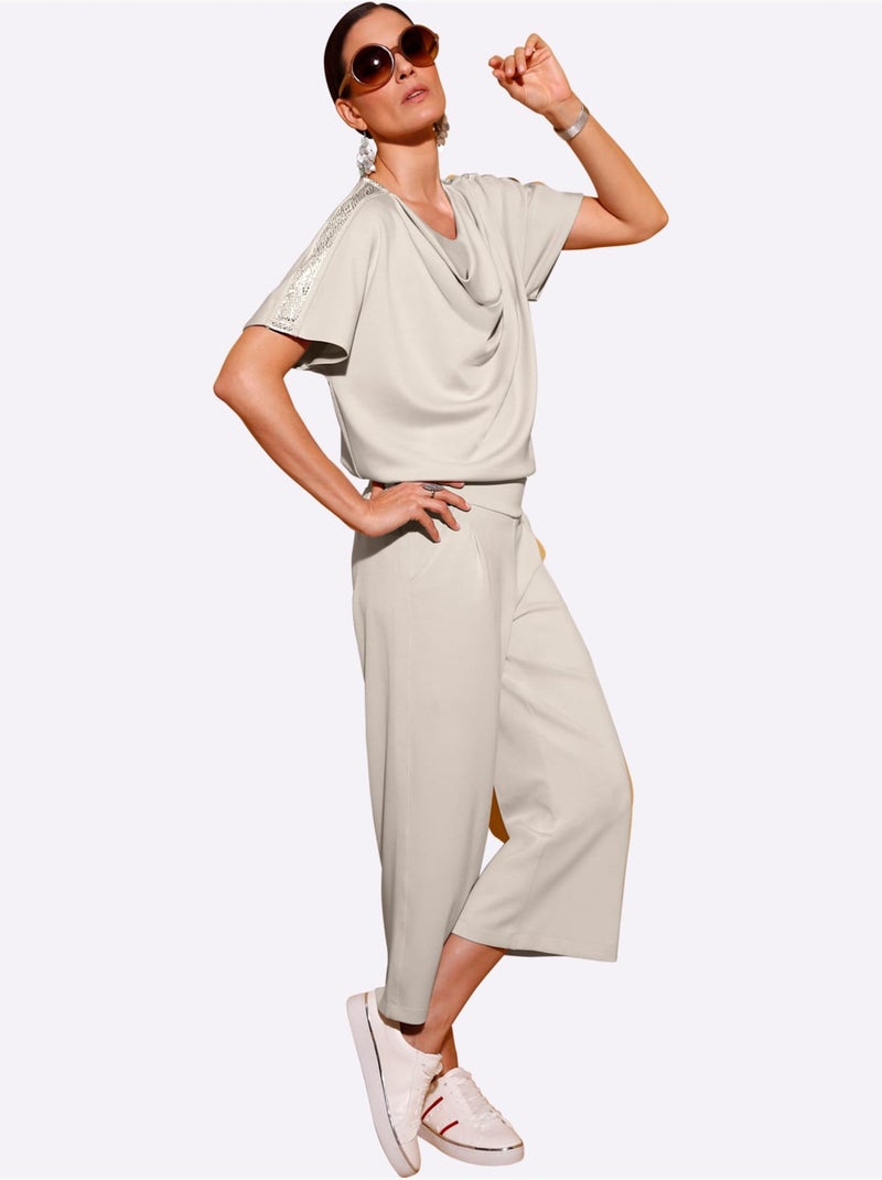 Pantalon Large Mélange De Modal Doux - Taille Standard - Helline Gris clair - Kiabi